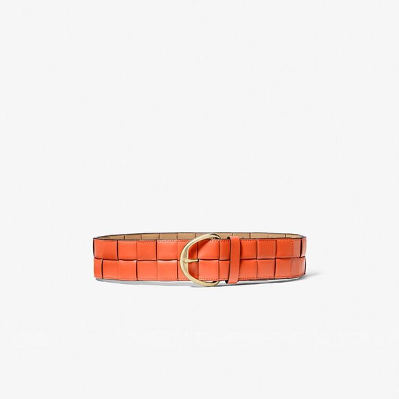 MICHAEL Michael Kors Accessories - MICHAEL Michael Kors Woven Leather Belt In Optic Orange Size S/M